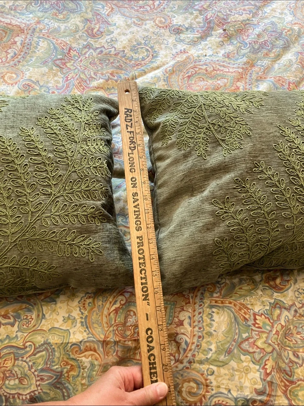 Embroidered fern pillows cottagecore natural home green set of 2 throw pillows